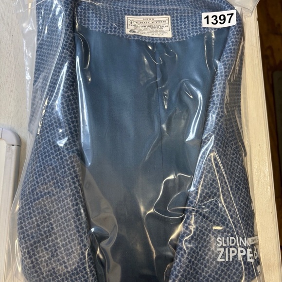 VTG Pendleton 100% Virgin Wool Blazer Jacket 16 Single Button Boxy Blue - Picture 6 of 6